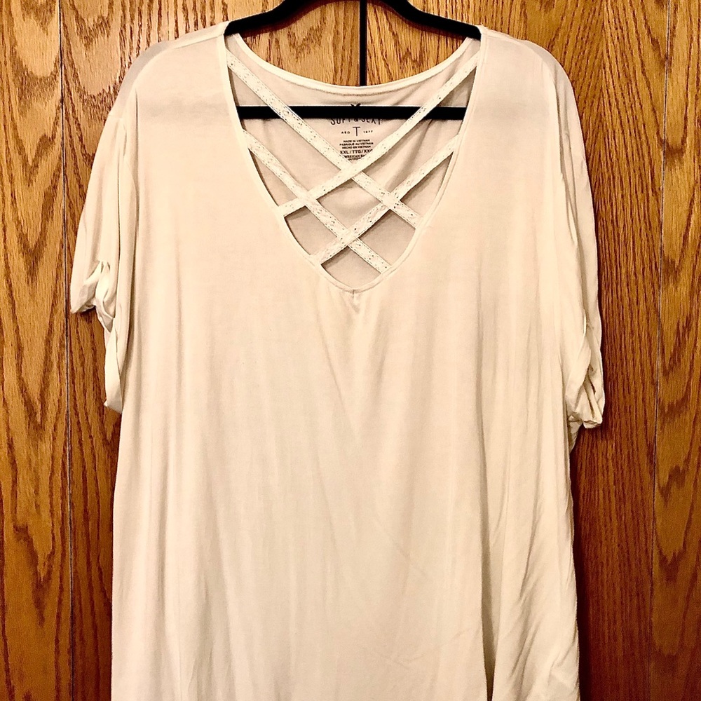 White Strapy American Eagle V-Neck